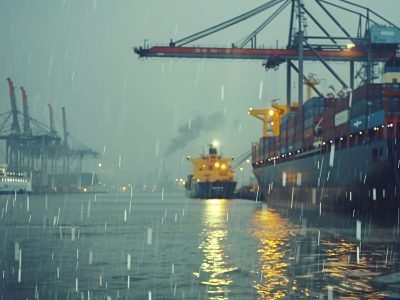 dynamic-timelapse-commercial-shipping-port-rain